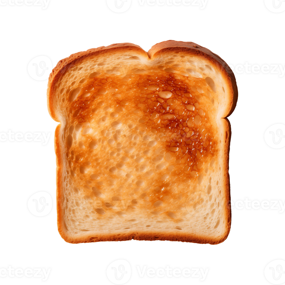 a slice of toast bread isolated on a transparent background, top view png