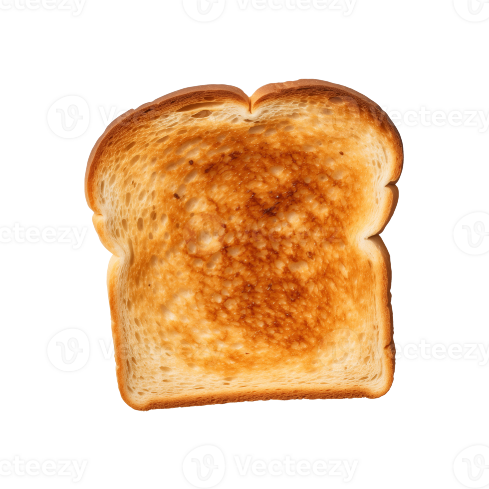 a slice of toast bread isolated on a transparent background, top view png