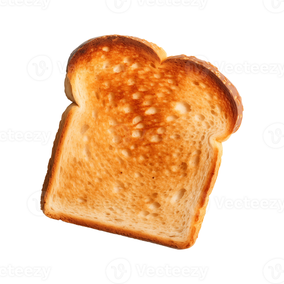 a slice of toast bread isolated on a transparent background, top view png