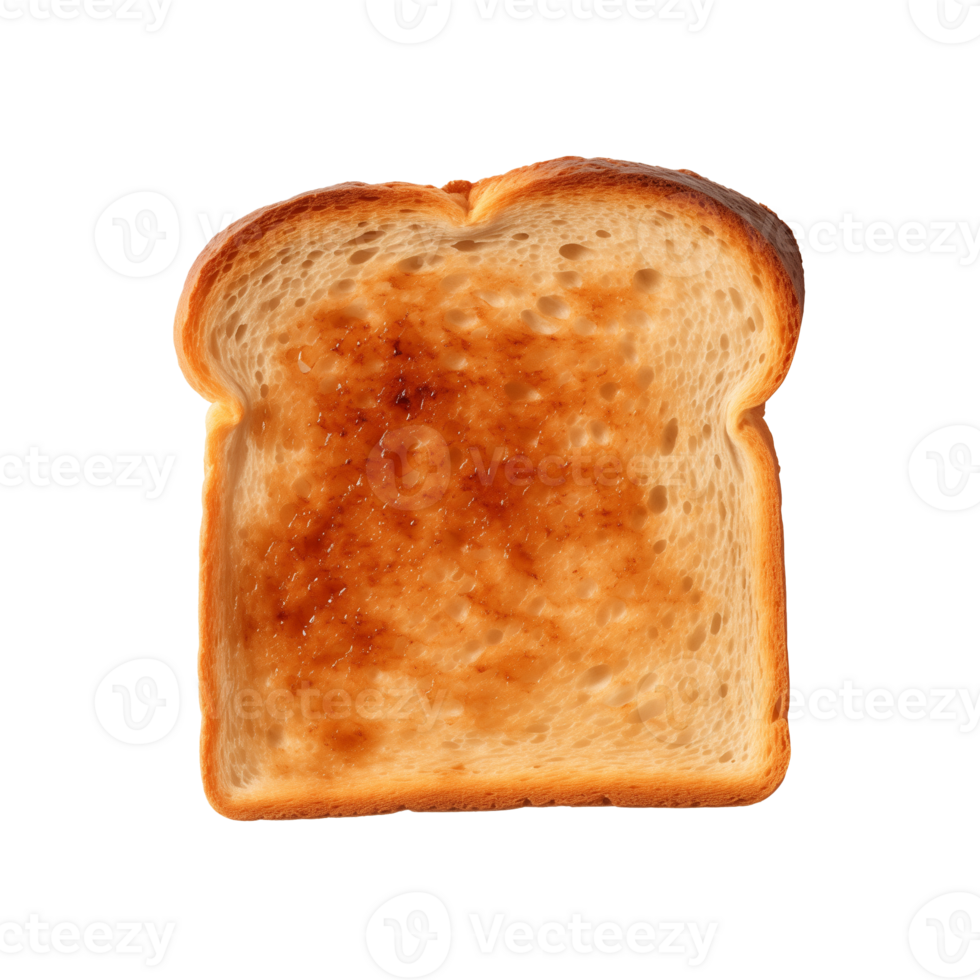 a slice of toast bread isolated on a transparent background, top view png
