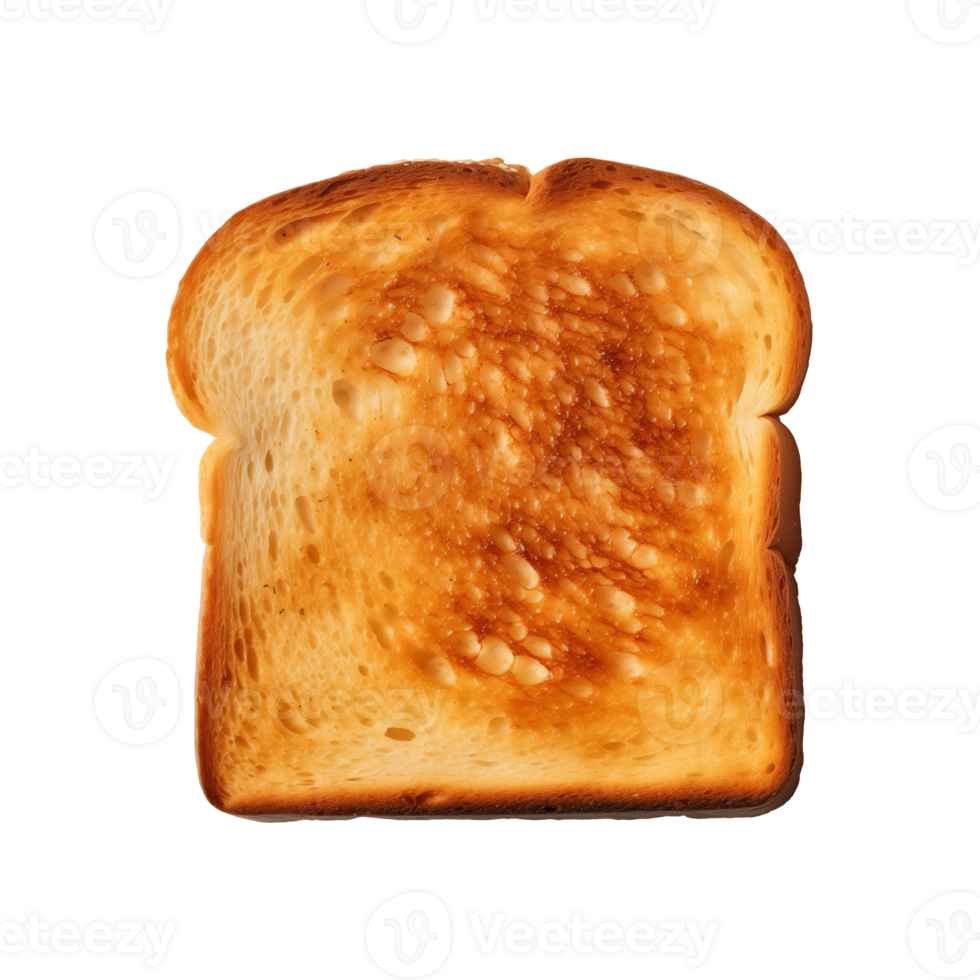 a slice of toast bread isolated on a transparent background, top view png