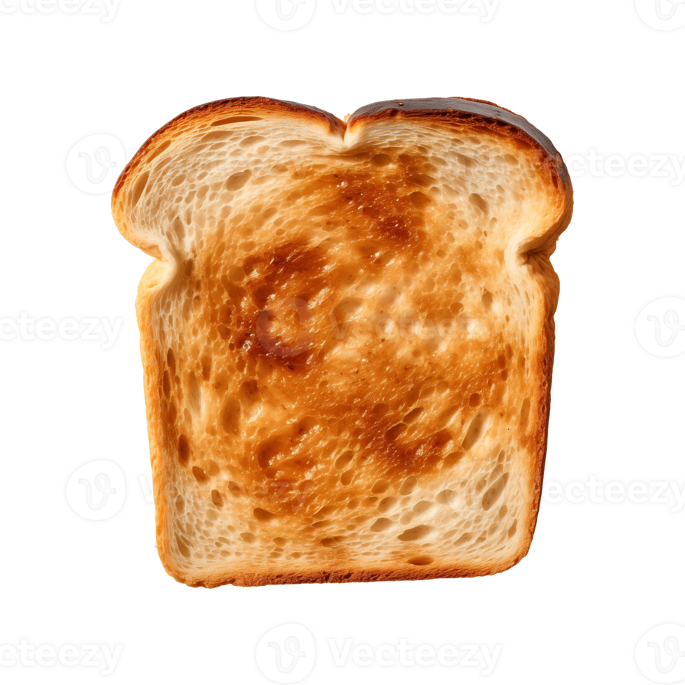 a slice of toast bread isolated on a transparent background, top view png