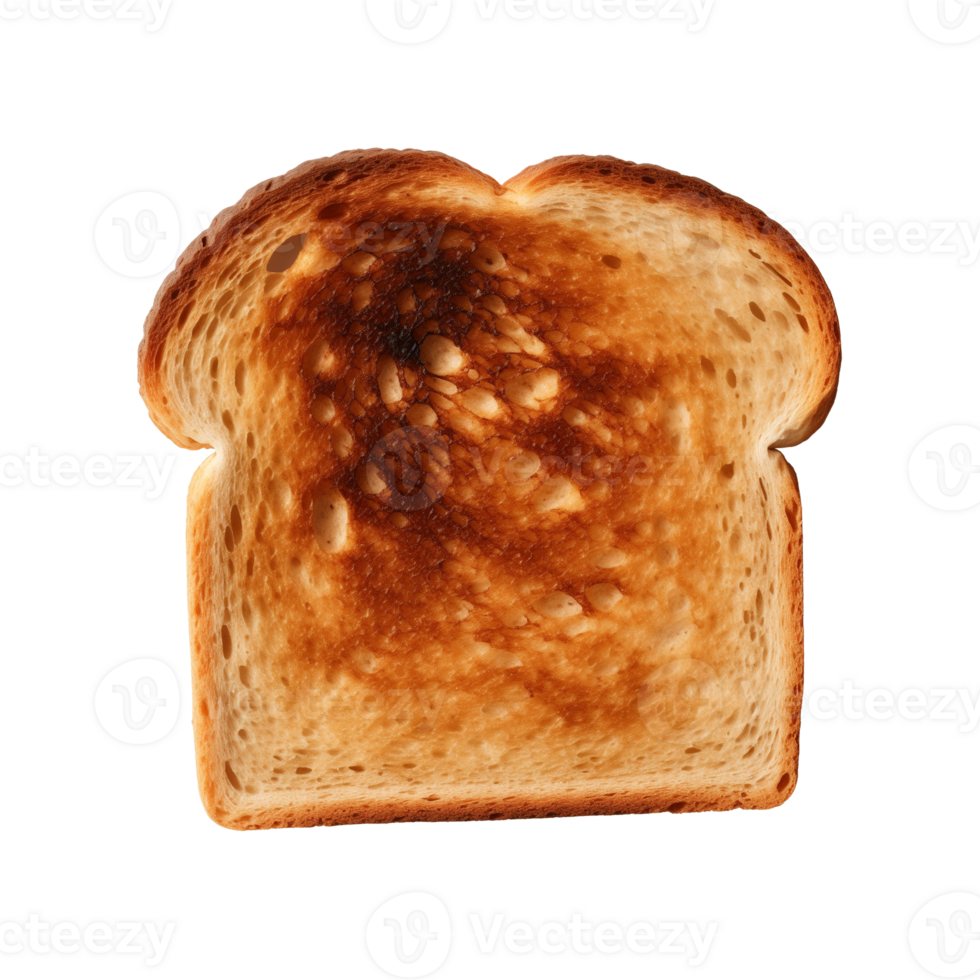 a slice of toast bread isolated on a transparent background, top view png