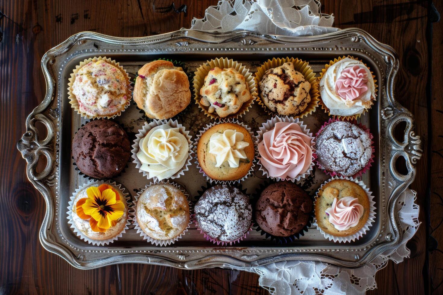 Varied Cupcake Tray for Event Catering photo