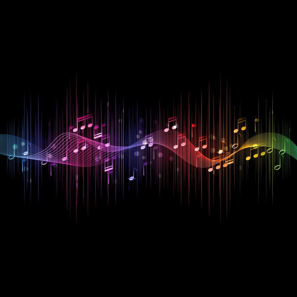abstract musical sound waves design background vector