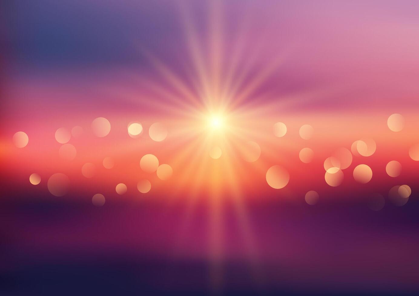 abstract gradient blur sunset landscape background with bokeh lights vector