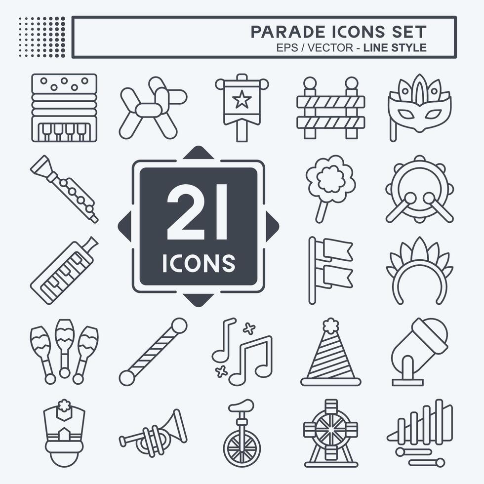 Icon Set Parade. related to Festival symbol. line style. simple design illustration vector