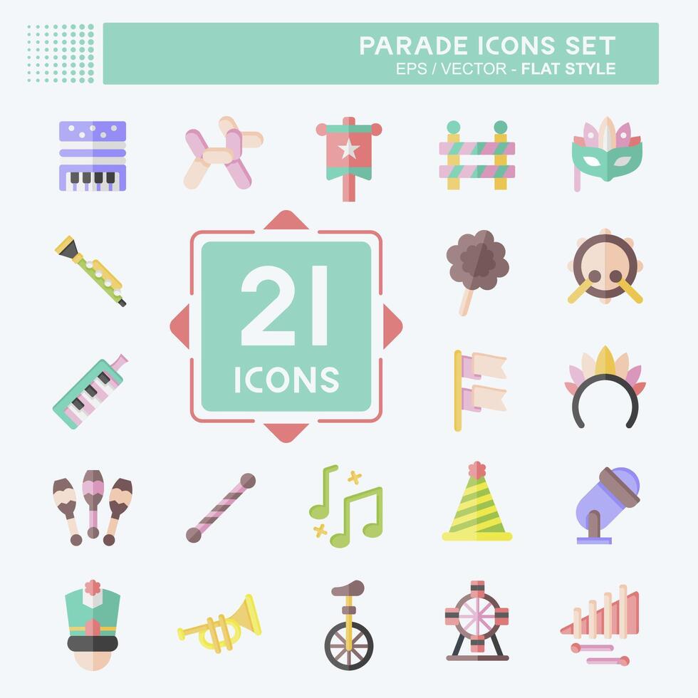Icon Set Parade. related to Festival symbol. flat style. simple design illustration vector