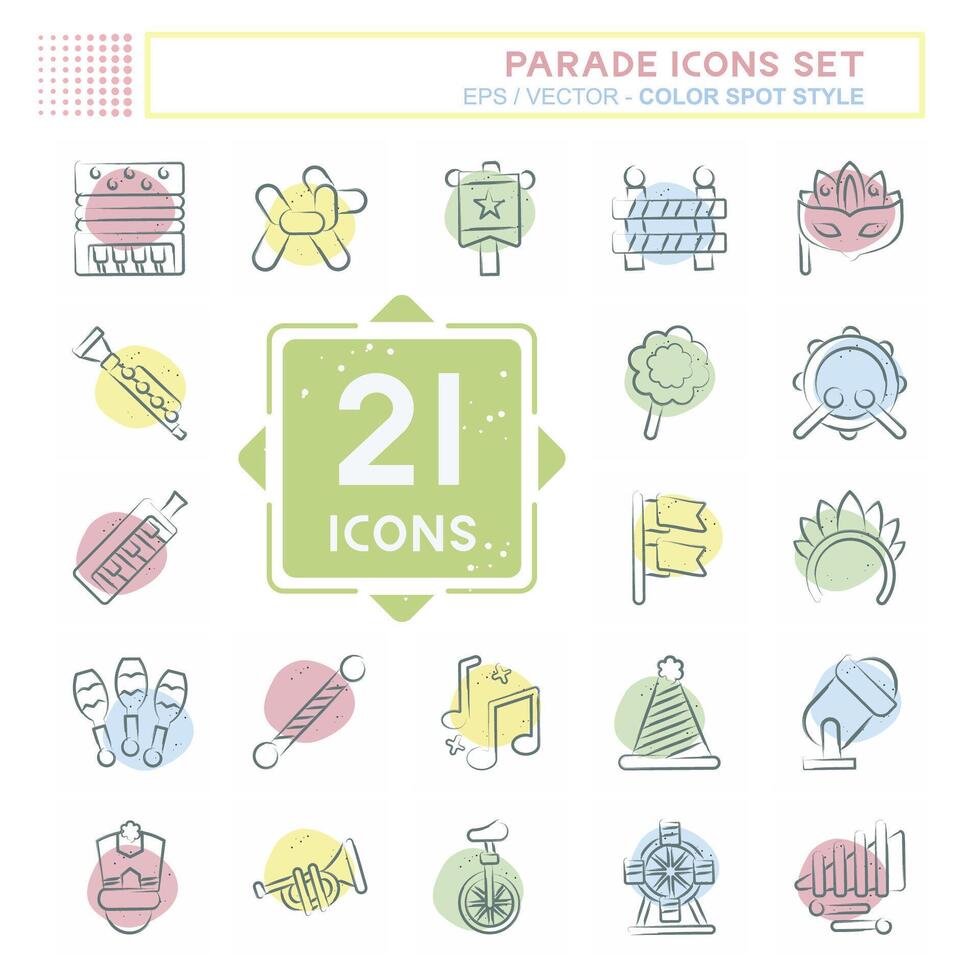 Icon Set Parade. related to Festival symbol. Color Spot Style. simple design illustration vector