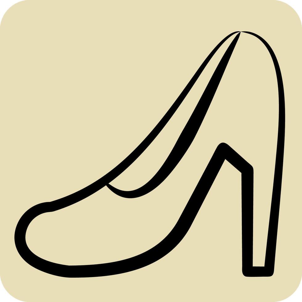 Icon Heels. related to Woman Day symbol. hand drawn style. simple design illustration vector