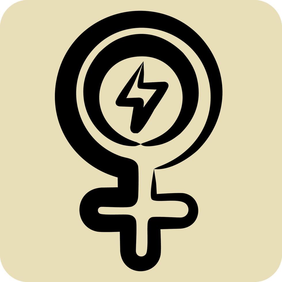 Icon Girl Power. related to Woman Day symbol. hand drawn style. simple design illustration vector