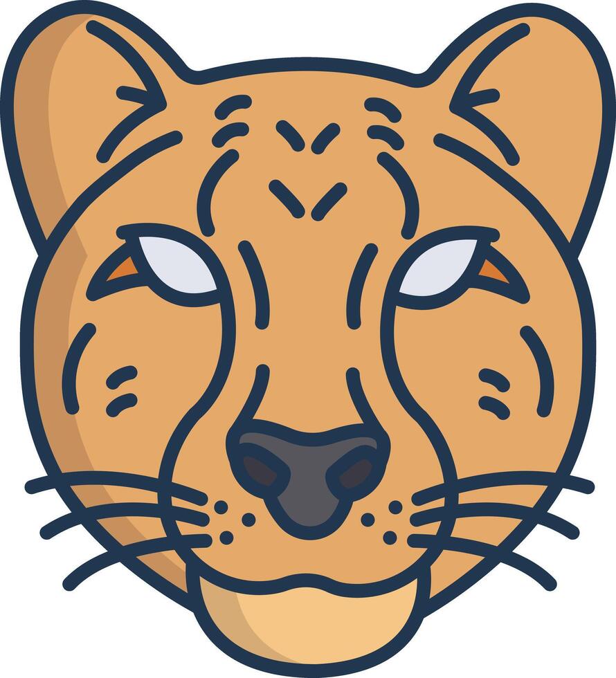 Cheetah face linear color illustration vector