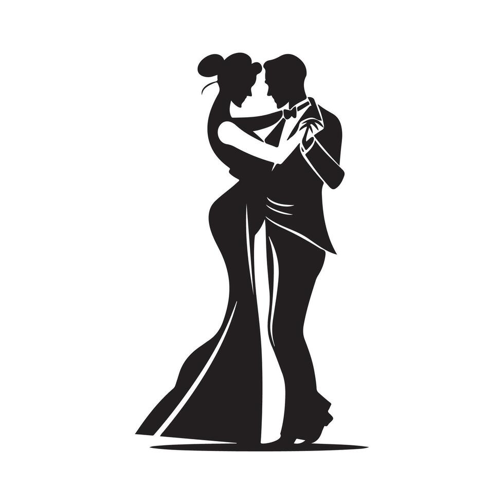 Man and woman tango dancers from side view standing together isolated on white background vector