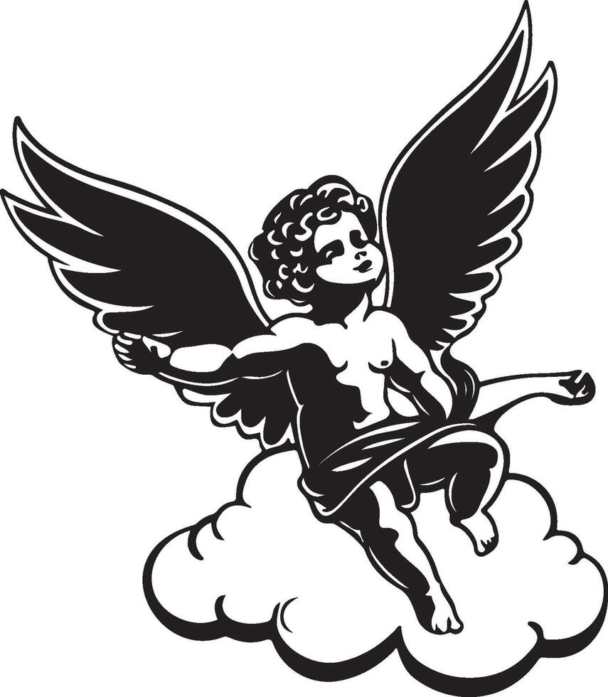 illustration vintage angel with engraving style Stock Image design vector
