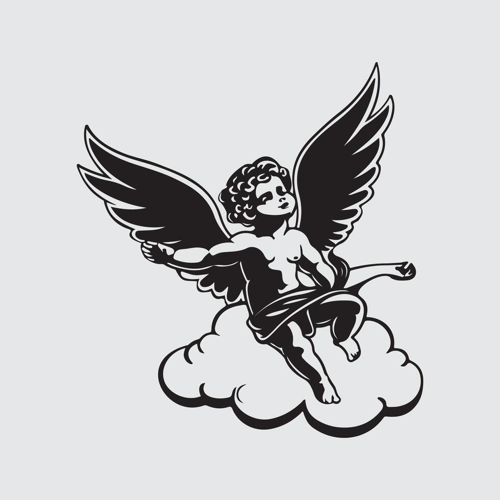 illustration vintage angel with engraving style Stock Image design vector