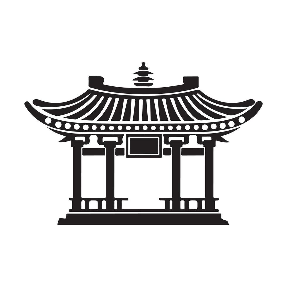 Korean building gate culture logo design isolated on white vector