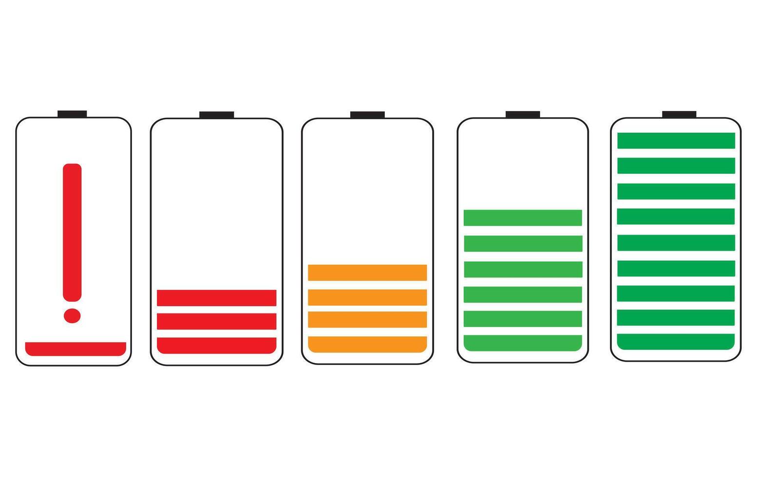 PriBattery charge indicator icons,Battery charge from high and low , illustrationnt vector