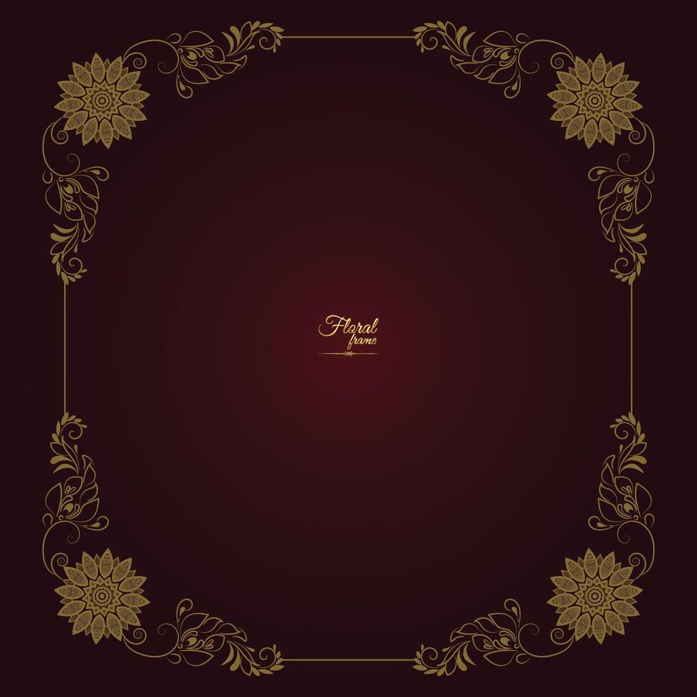 Decorative floral Gold frame and border Frame vector