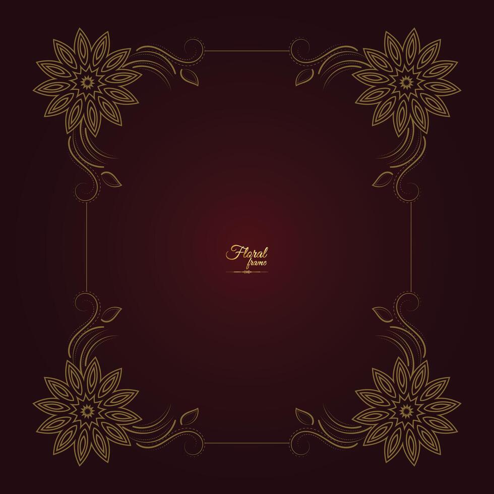 Decorative floral Gold frame and border Frame vector