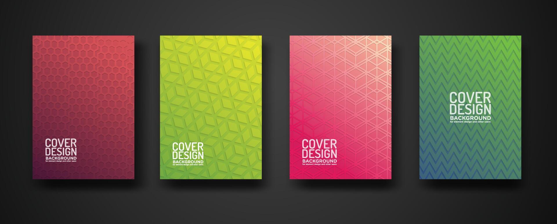 set cover design with modern geometric lines textured pattern and colorful dynamic gradation vector