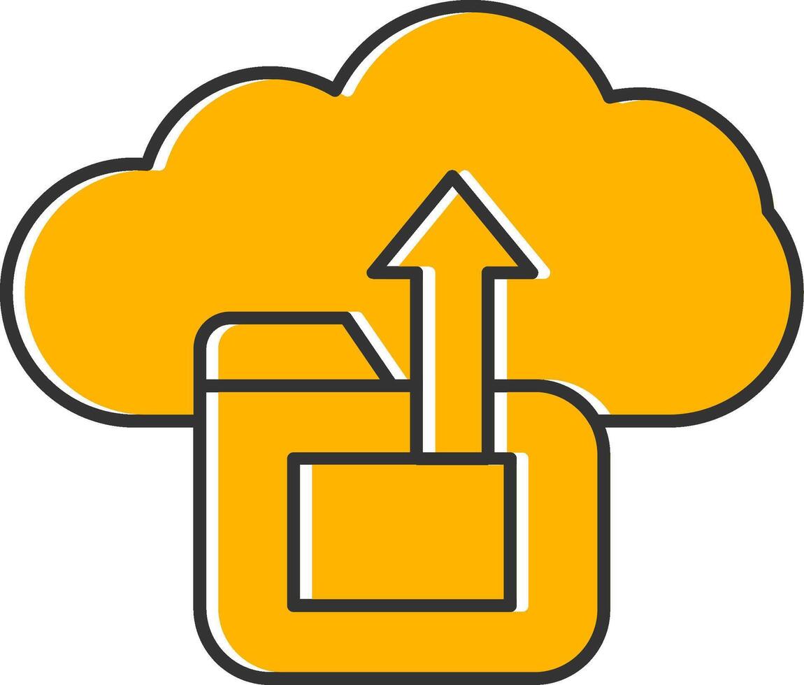 Cloud Data Upload Line Filled Slip Icon vector