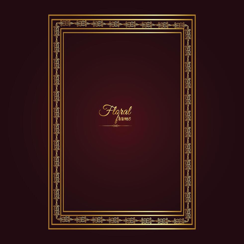 Gold frame beautiful retro background design and pattern Frame vector