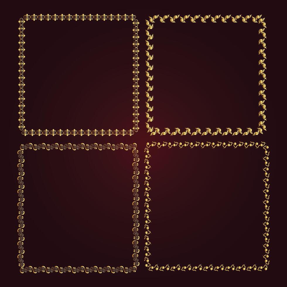Gold frame beautiful retro background design and pattern Frame vector