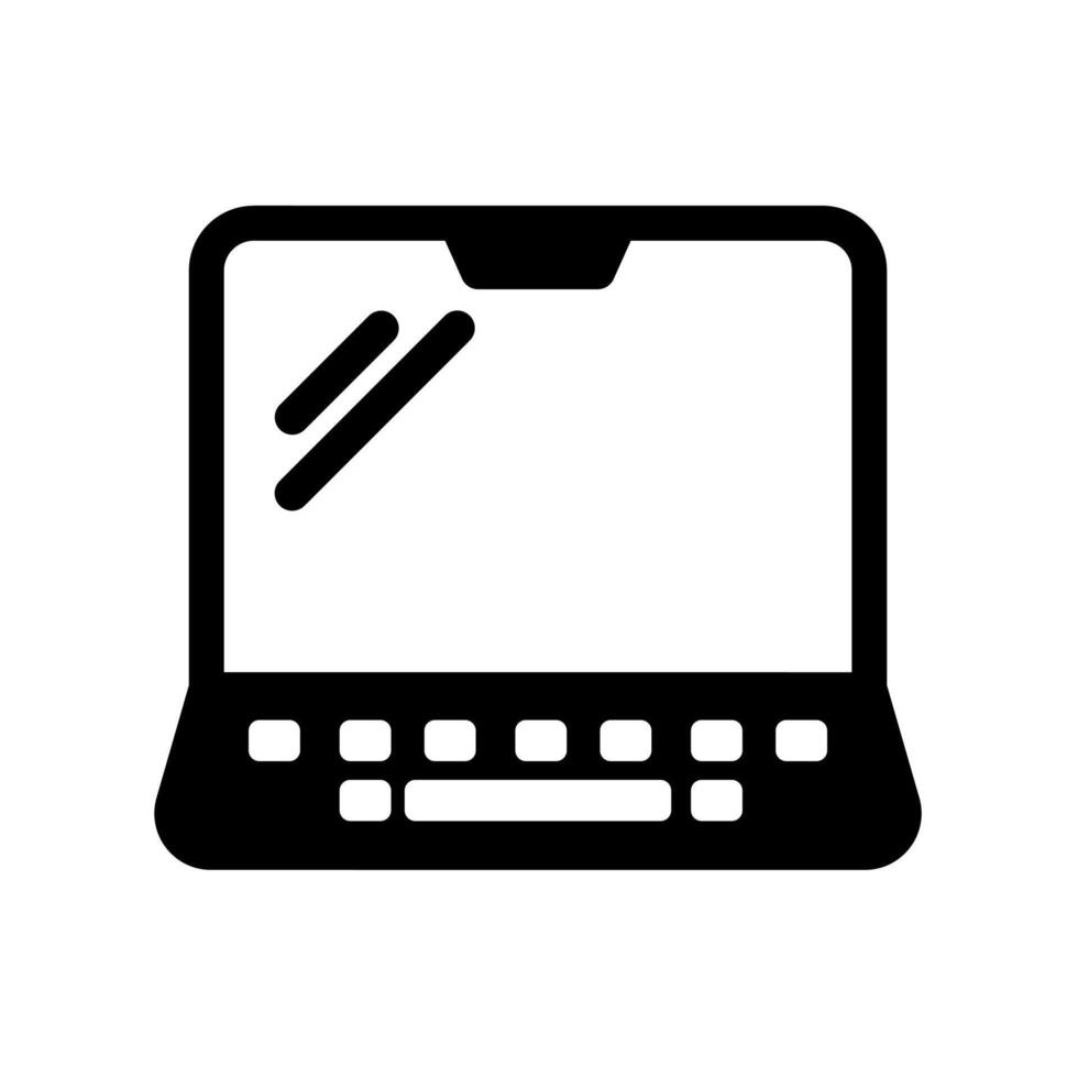 Laptop icon glyph design. Isolated white background. Perfect for web and app interfaces, presentations, infographics, etc. vector