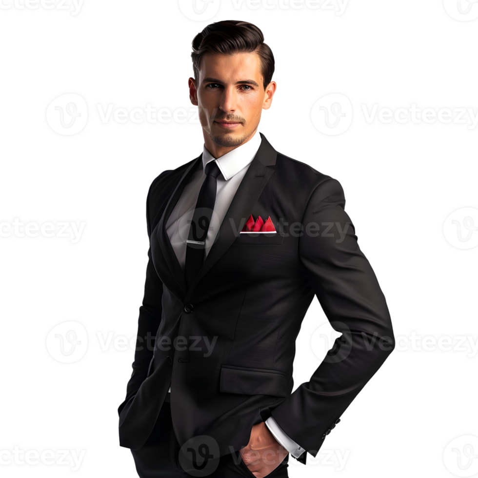 Businessman with his hands in his pockets and looking to the Camera isolated on transparent background png