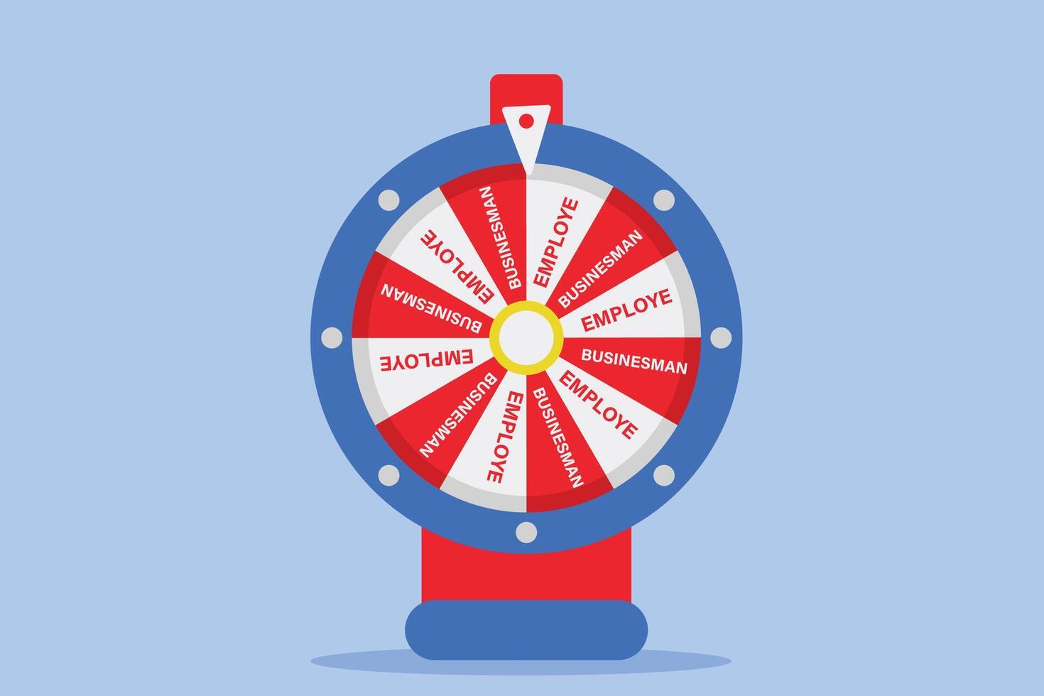 Realistic wheel of fortune with a choice between business and work. illustration of the world of business and career choosing to work or do business vector