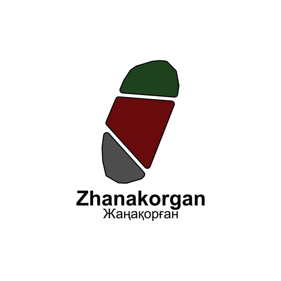 Zhanakorgan City map design, template with outline graphic sketch style isolated on white background vector