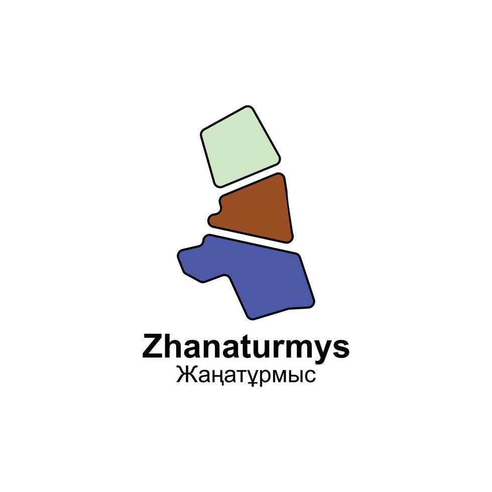 Zhanaturmys City map design, template with outline graphic sketch style isolated on white background vector