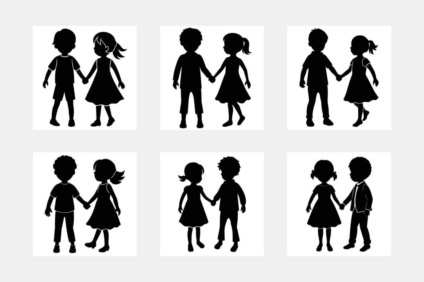 Stunning Kids with Family Silhouette White Background Artwork vector