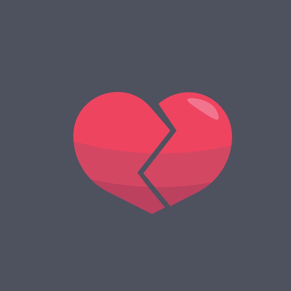 broken heart in flat design. vector