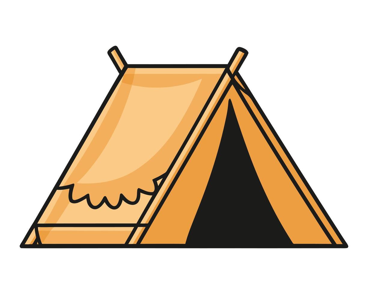 Sleek Camping Tent Illustration, Minimalist Design Isolated on a White Background vector
