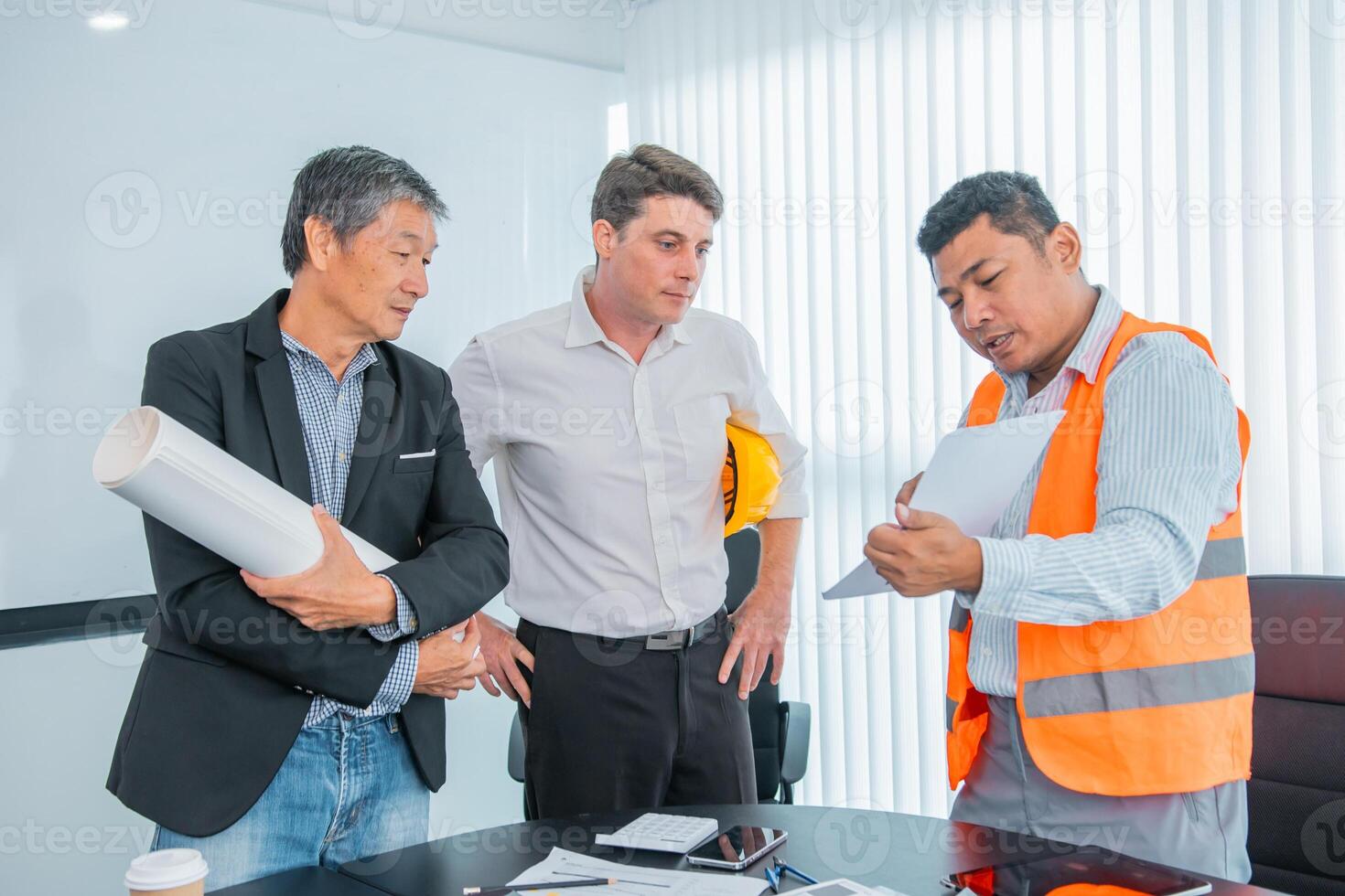 Business people team work while working in board room, design project, discussing ideas,discuss financial statistics together teamwork concept photo