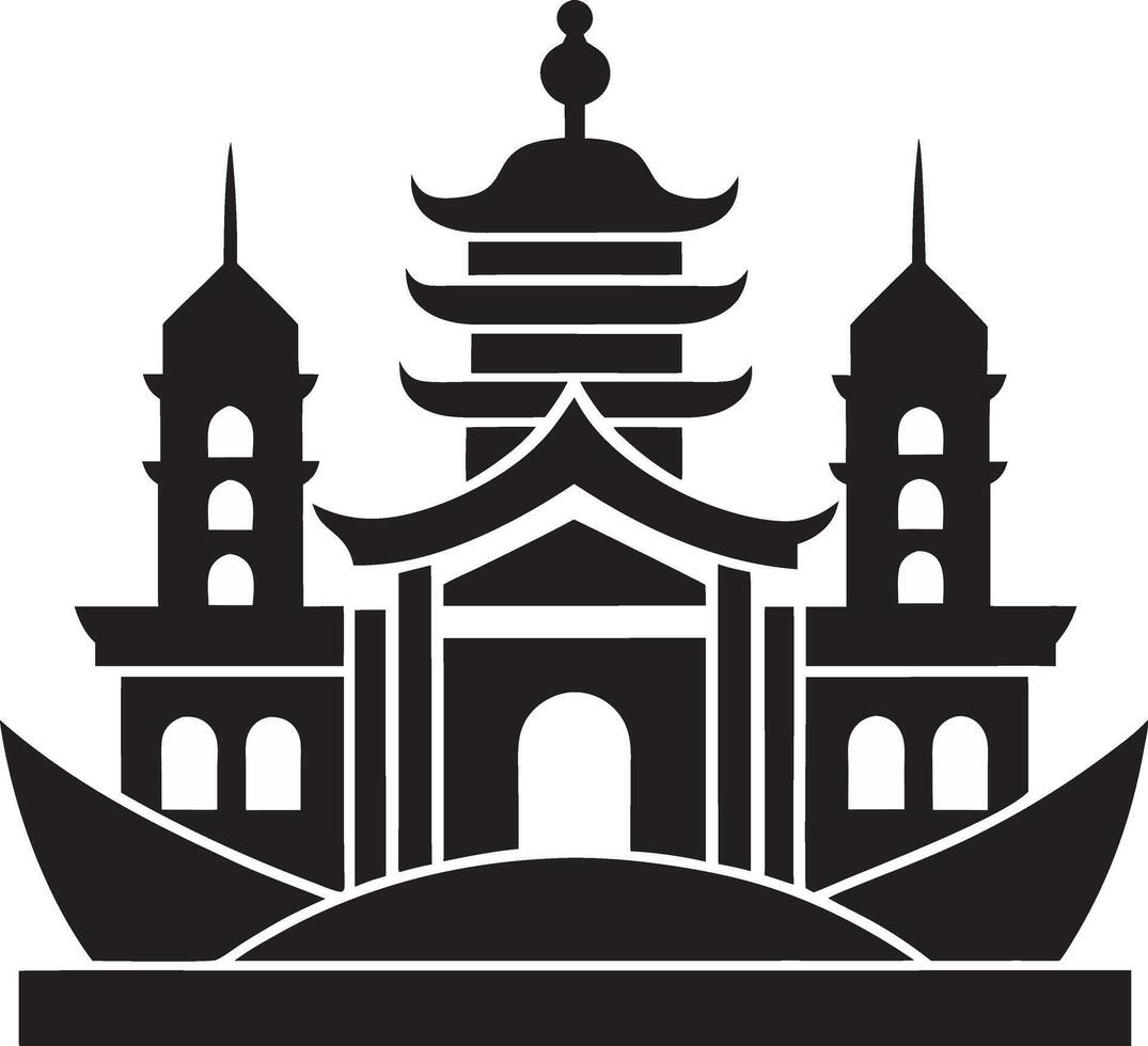 Black Color Macau Silhouette Illustration, Solid White Background. vector
