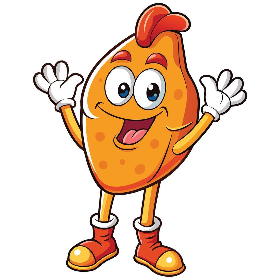 a cartoon chicken character waving and smiling vector