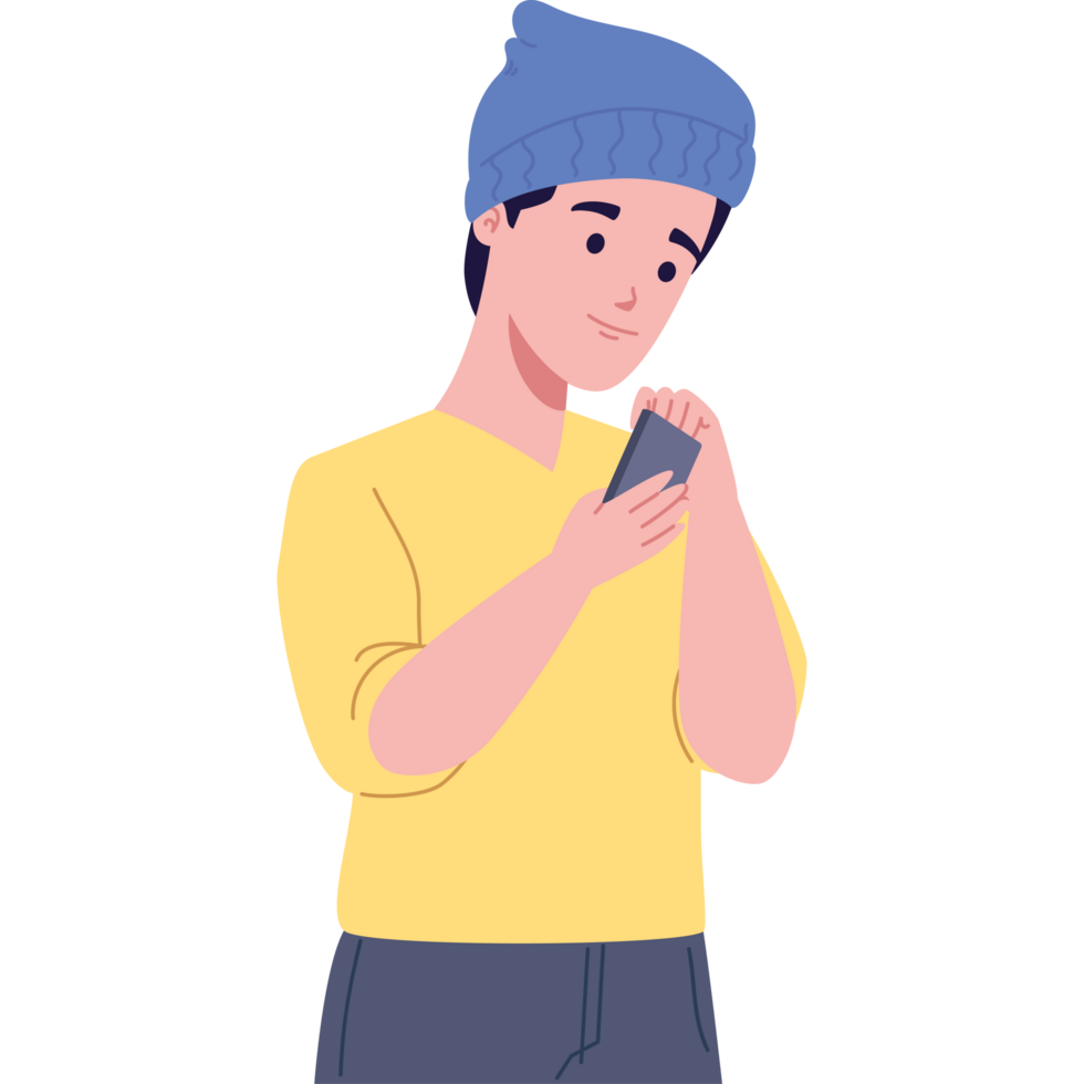 using smartphone boy png