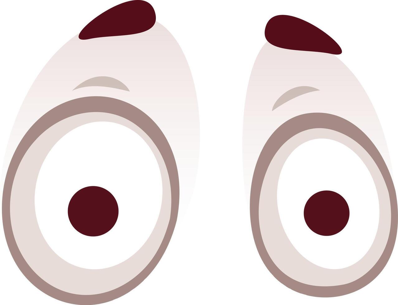 Simple illustration of two cartoon eyes with raised eyebrows, conveying a sense of confusion, suspicion, or disbelief, isolated on a white background vector