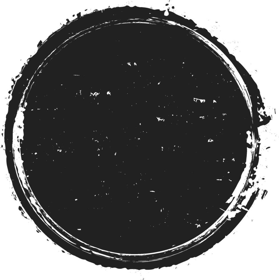 Large textured black circle resembling a paint stain, featuring grunge details and a distressed appearance, suitable for backgrounds or design elements vector