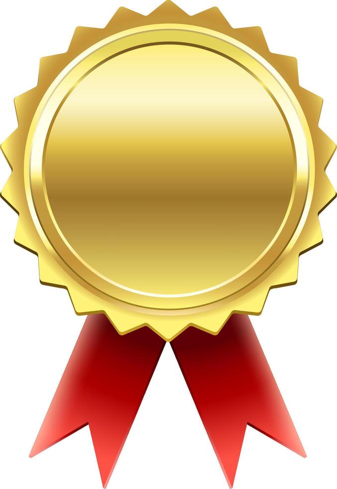 Golden seal with red ribbons symbolizing achievement, quality, and excellence, perfect for representing awards, certifications, or guarantees vector