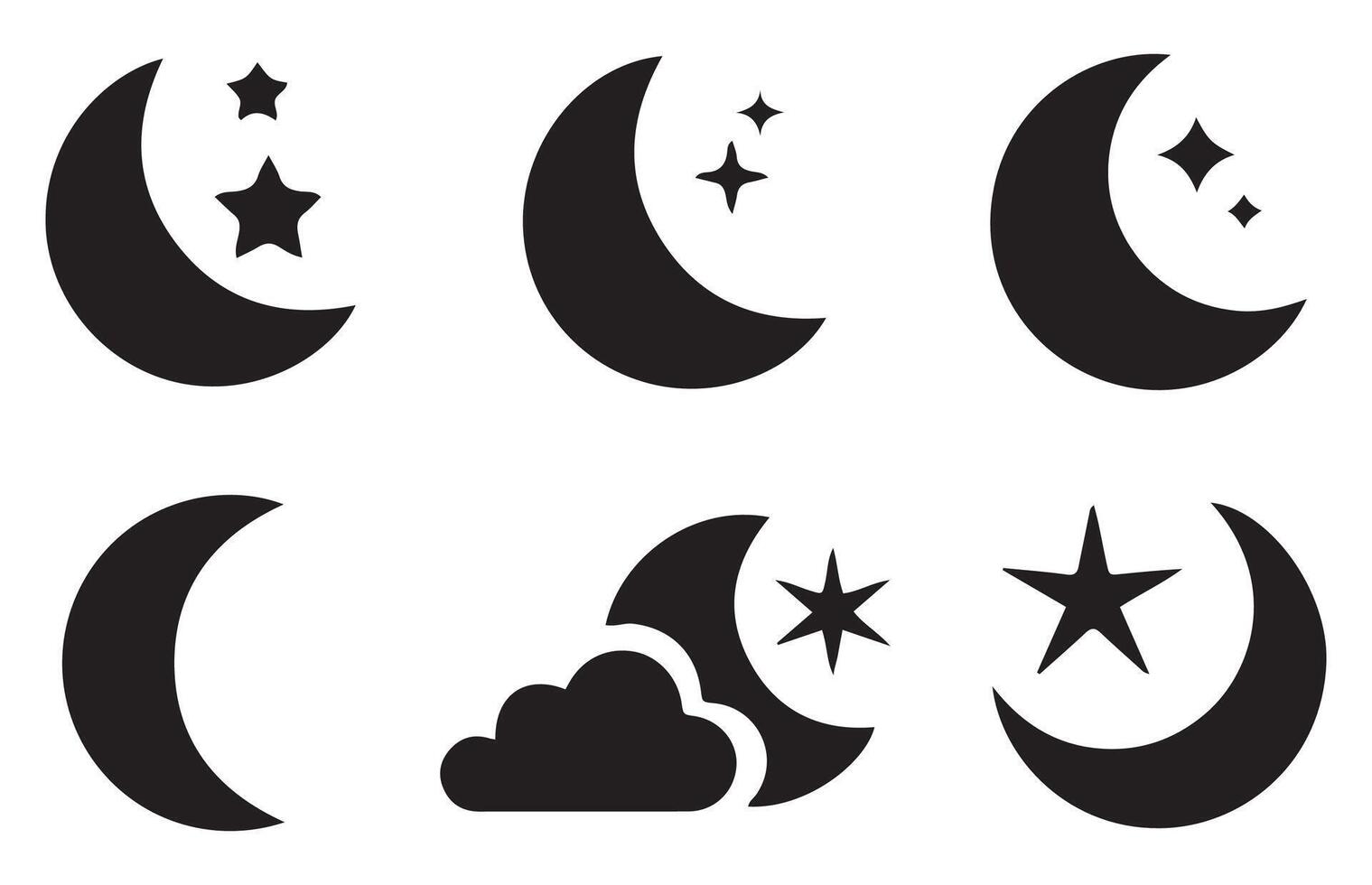 Black color moon set. Moon illustration eps 10 vector