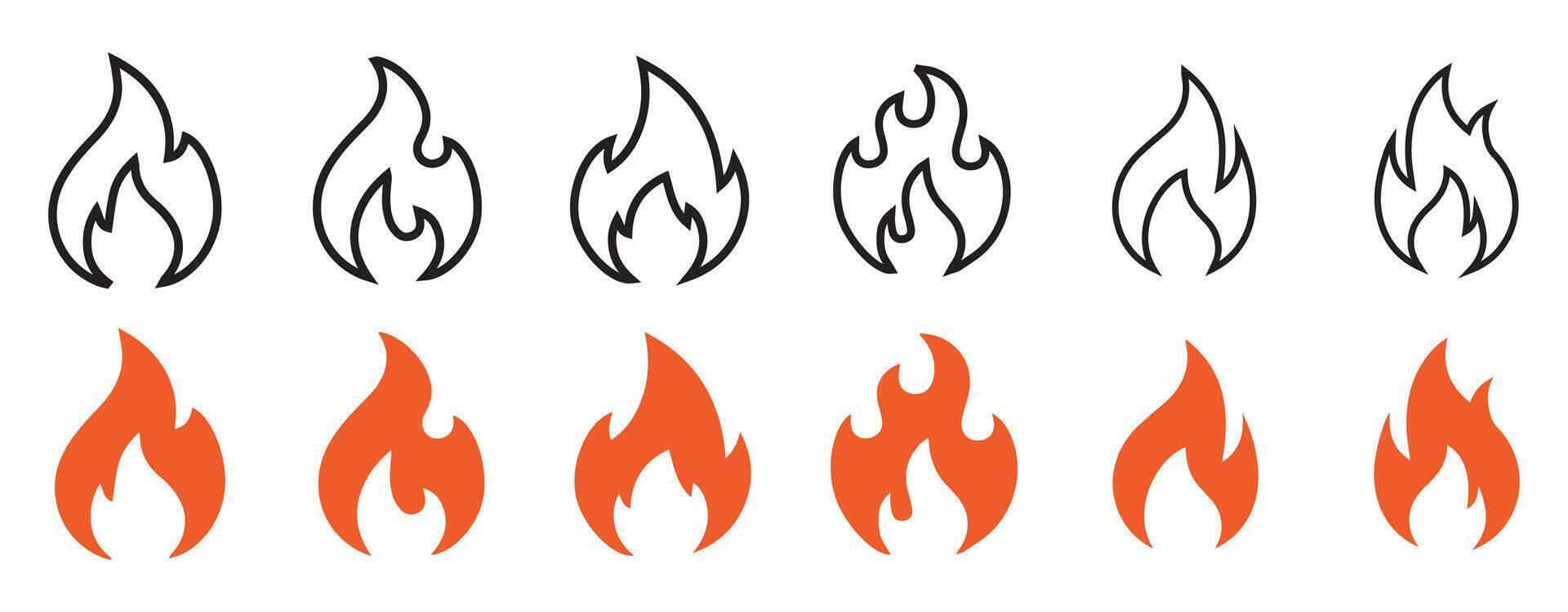 Warm fire icon. Flame icons vector