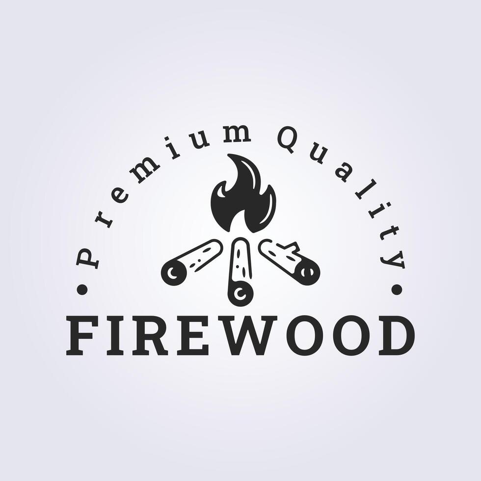 vintage of firewood and bonfire logo vector