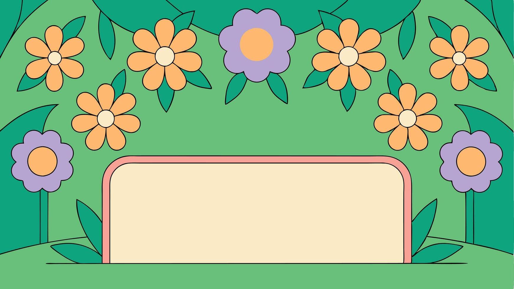A blank sign with flowers and leaves in the background vector