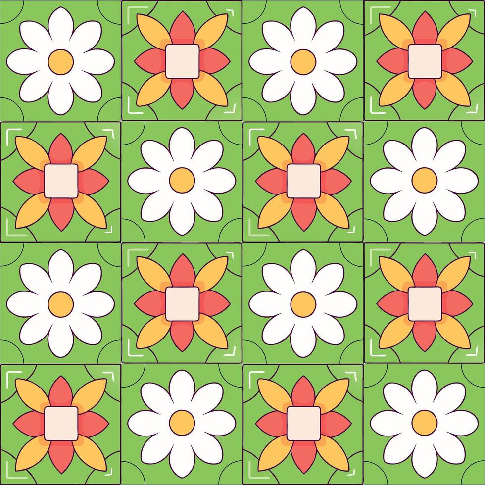 Tile seamless pattern design with colorful motifs background. vector