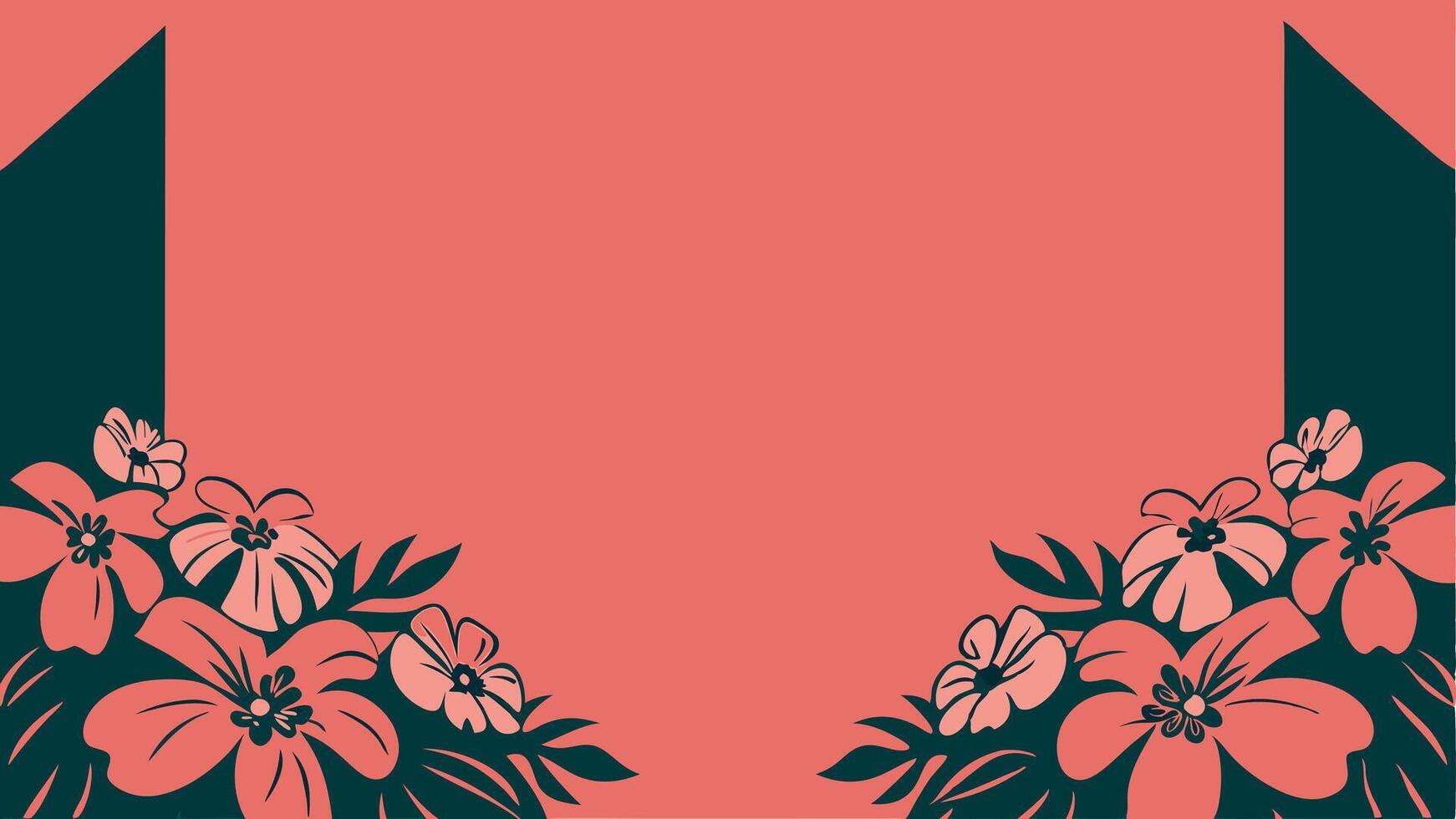 A pink and black frame with flowers vector