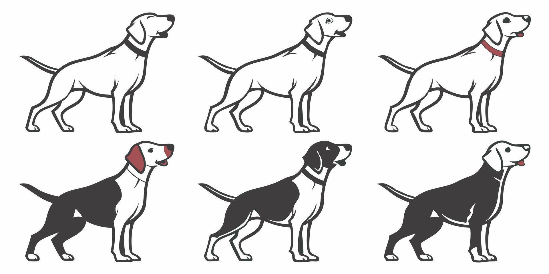 a set of different dog breeds vector