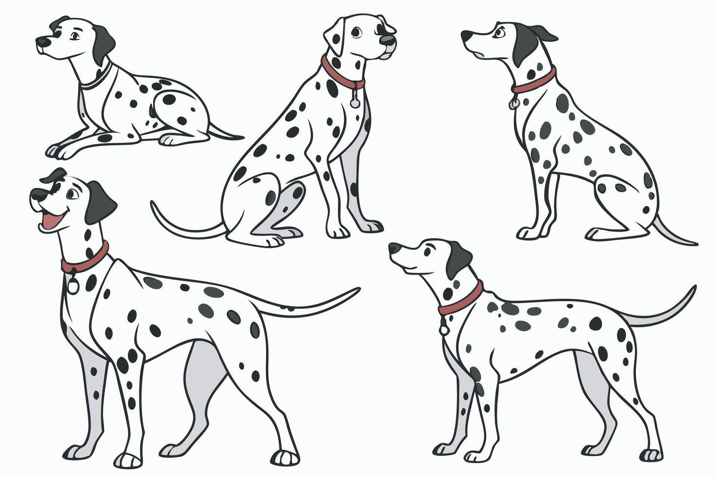 dalmatian dog set illustration vector